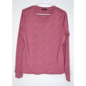 BeBe Sport Purple Long Sleeve Top See Through Logo Womens Size Medium RN63619